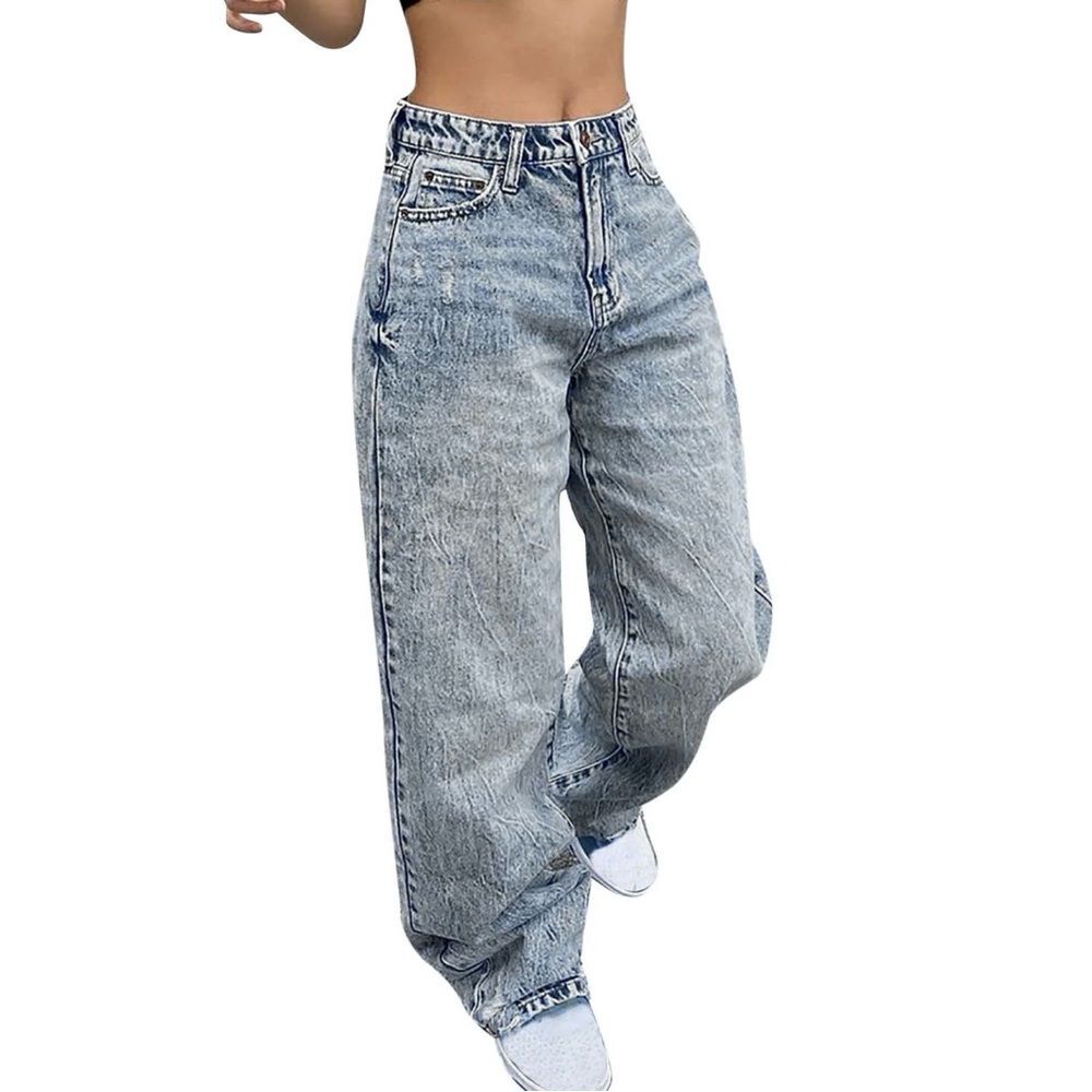 Revice Light Wash Distressed High-Rise Straight Leg Jeans Size 26.